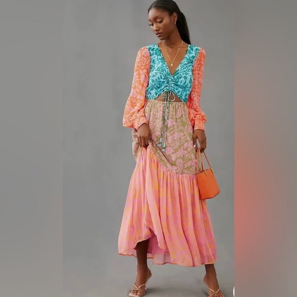 NWOT🔥 FARM RIO
CUT OUT MAXI DRESS
ANTHROPOLOGIE FLORA/ BOHO COLOR-BLOCK - Picture 1 of 5